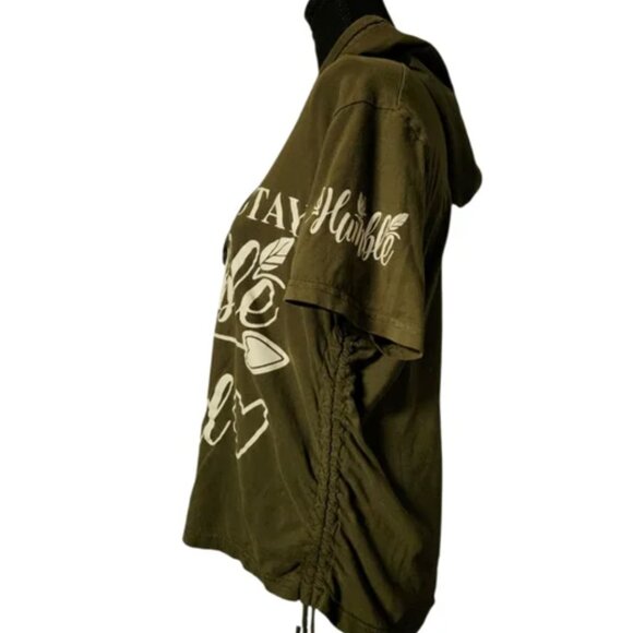 On Fire Always Stay Humble & Kind Olive Girls XXL/Women's Medium Graphic Hoodie - Picture 4 of 5